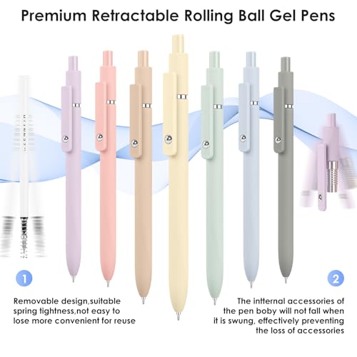 Gel Pens 7pcs 0.5mm Black Ink Pens Quick Dry Fine Point Smooth Writing Pens (7 Count)