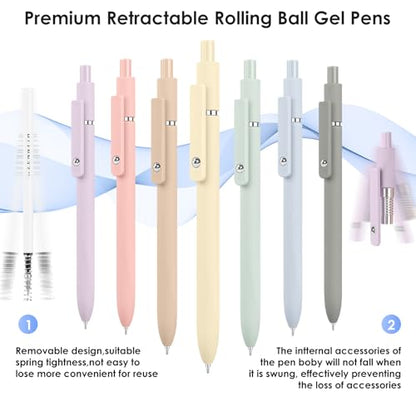 Gel Pens 7pcs 0.5mm Black Ink Pens Quick Dry Fine Point Smooth Writing Pens (7 Count)