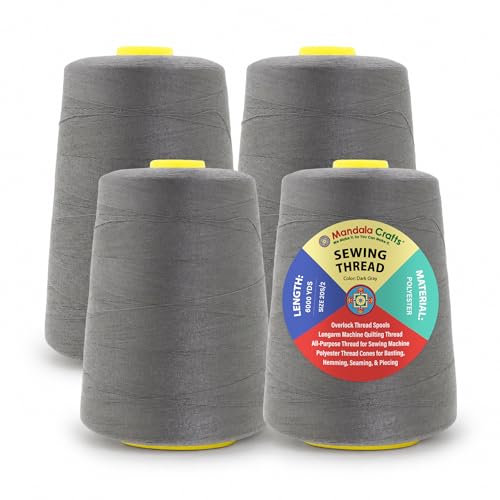 20S 2 Dark Gray Polyester 4 Pack of Serger Threads Cones
