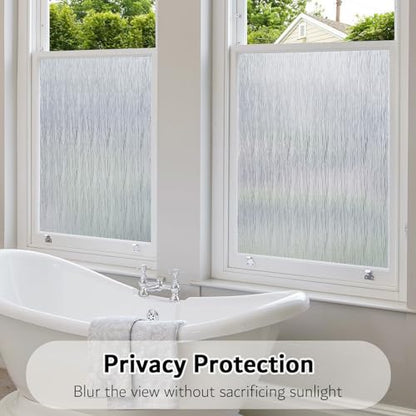 Frosted Window Privacy Film Non Adhesive Window Cling Removable Glass Covering Clear Water Opaque Window Film for Home Anti UV 23.6x78.7 inches (12.89 Sq Ft)
