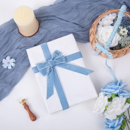 Vintage Dusty Blue Velvet Ribbon Christmas Ribbon for Gift Wrapping Crafts Christmas Tree Ornaments Garland Decorations