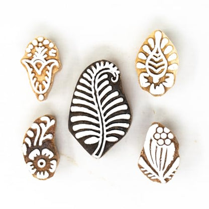 5 Pieces Floral Wooden Printing Stamps (5 Count)
