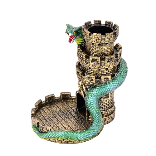 Castle DND Dice Tower Ancient Gold D&D Dice Rolling Tower for RPG (13.7 Ounce)