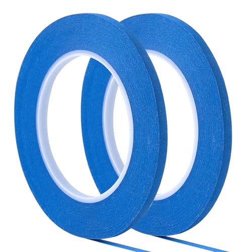 2 Pack 1 4" inch x 60yd Blue Painters Tape Easy Removal Thin Narrow Finishing Masking Tape Painting Tape Wall Tape (180 Foot)