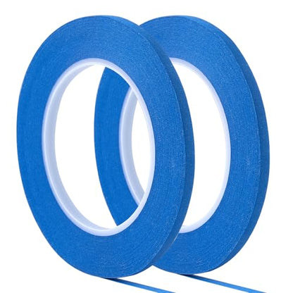 2 Pack 1 4" inch x 60yd Blue Painters Tape Easy Removal Thin Narrow Finishing Masking Tape Painting Tape Wall Tape (180 Foot)