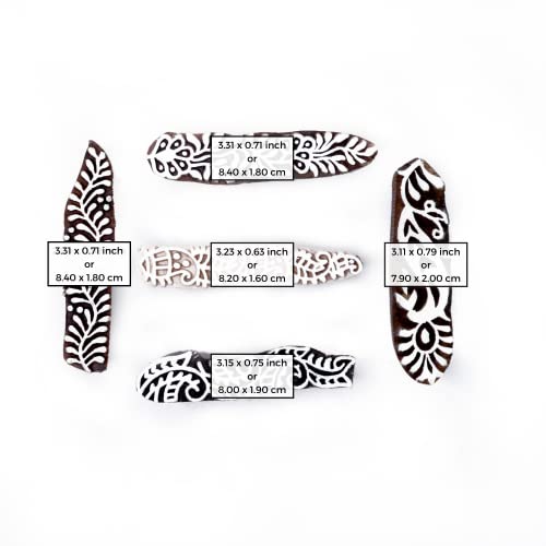 Mehndi Print Blocks Stylish Border Pattern Wooden Stamps (5 Count)