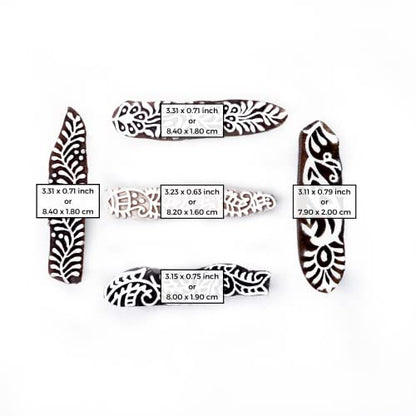 Mehndi Print Blocks Stylish Border Pattern Wooden Stamps (5 Count)
