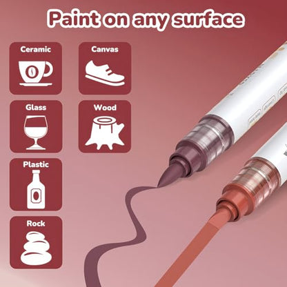 12 Red Brown Dual Tip Acrylic Paint Markers (12 Count)