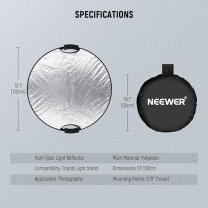 51" 130cm Light Reflector with Handle Grip & 3