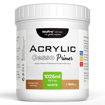 Large White Heavy Gesso Primer for Acrylic Painting (56.4 Ounce)