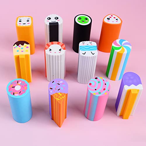 Food Erasers 12 Pack Sushi Desserts Desk Pet Erasers for Kids Cute Fun School Supplies Prize Gifts Party Favors (12 个)