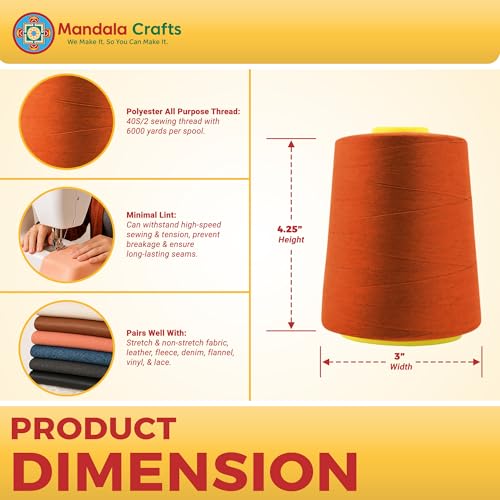 40S 2 Burnt Orange Polyester 4 Pack of Serger Threads Cones (24000 Foot)
