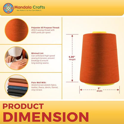 40S 2 Burnt Orange Polyester 4 Pack of Serger Threads Cones (24000 Foot)