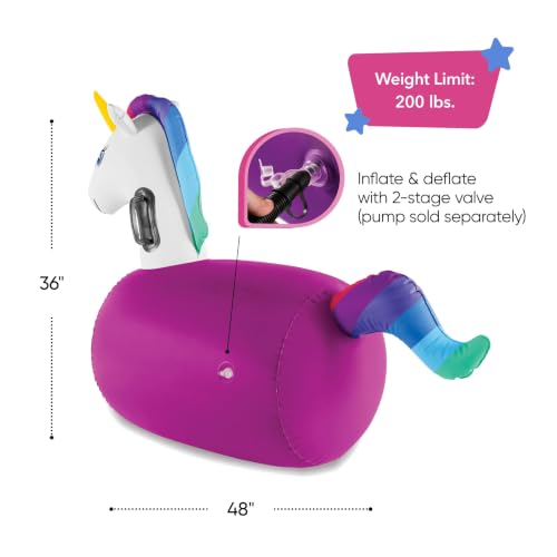 Hop N Go Inflatable Unicorn Riding Bouncy Hopping Toys for Kids Ages 5+ (2 Count)