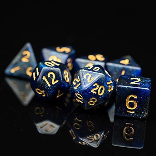 7 Die DND Dice Set Polyhedral Dice Set with a Leather Dice Bag (7 Count)