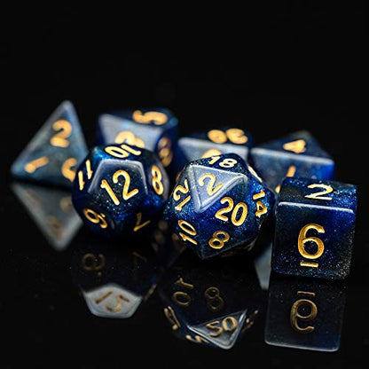 7 Die DND Dice Set Polyhedral Dice Set with a Leather Dice Bag (7 Count)