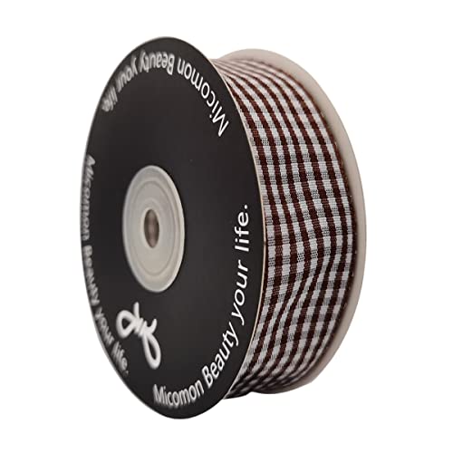 Brown Gingham Plaid Checked Ribbon 25 Yard Each Roll 100% Polyester (75 Foot)