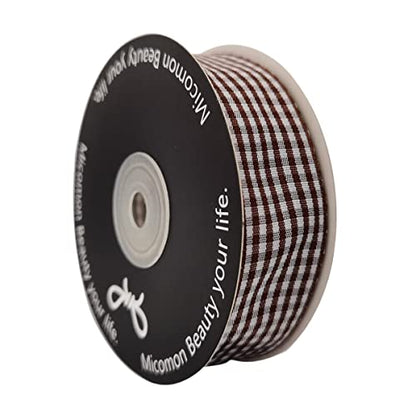 Brown Gingham Plaid Checked Ribbon 25 Yard Each Roll 100% Polyester (75 Foot)