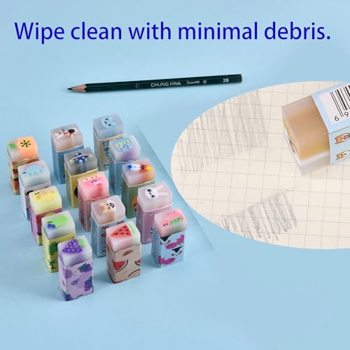 23PCS Big Fun Cute Animal Fruit Pencil Erasers for Kids Bulk (23 Count)