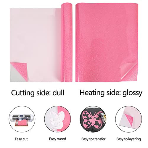 Heat Transfer Vinyl Glow Pink Glitter HTV Rolls