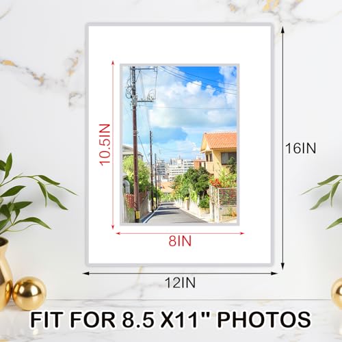 15 Pack White Picture Mats 12x16 for 8.5x11 Photos