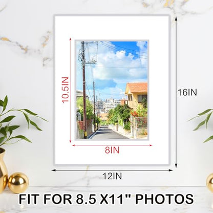 15 Pack White Picture Mats 12x16 for 8.5x11 Photos