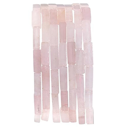 Natural Rose Quartz Crystal Rectangle Tube Beads 4x13mm 38cm (28 Count)