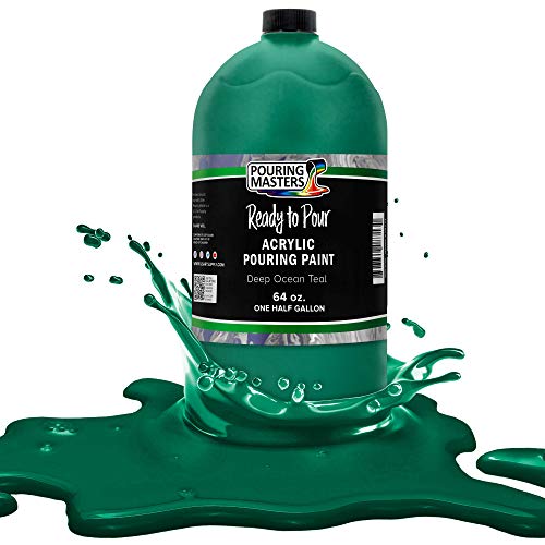 Deep Ocean Teal Acrylic Ready to Pour Pouring Paint (64 Fl Oz)