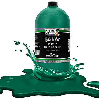 Deep Ocean Teal Acrylic Ready to Pour Pouring Paint (64 Fl Oz)