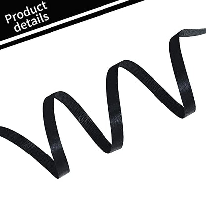100 Yards 1 4 Inch Black Satin Ribbon Thin Gift Wrapping Ribbon (300 Foot)