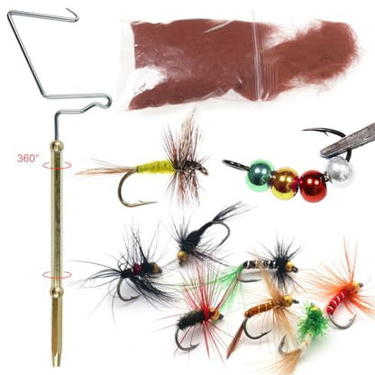 Fly Tying Kit Material Tools Kit Bobbin Fly Hooks Scissors Fly Beads Threader Needle Whip Finisher Fly Fishing Flies Starter Making Kit 149Pcs with Carry Bag (149 Count)