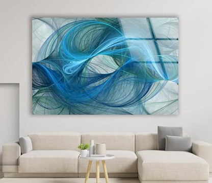 35.5Wx30H'' Blue Energy Abstract Wall Art