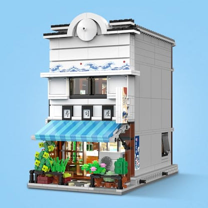 Master Japanese Sushi House Building Block Set C66018W Creative City Brick Kit with Lights