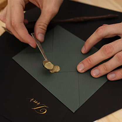500 Pcs Octagon Sealing Wax Beads Bronze Wax Seal Beads with 4 Pcs Tea Candles and 1 Pcs Wax Melting Spoon for Crafts Letter Wine Greeting Cards Sealing (7.7603 Ounce)