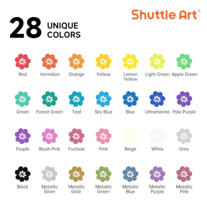 28 Colors Brush & Dot Tip Acrylic Paint Markers (28 Count)
