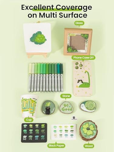Acrylic Paint Markers 12 Green Colors (12 Count)
