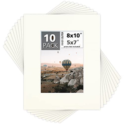 Mat Board Center 10 Pack 8x10 Photo Mats for 5x7 Picture
