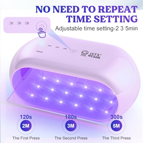 Two-Sided 36-LED UV Resin Light, 2/3/5-Min Timer, Purple