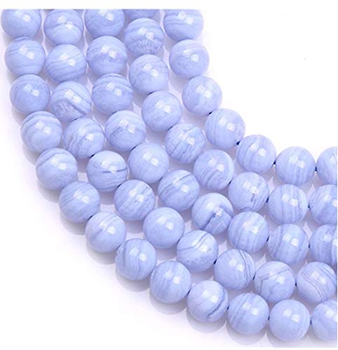 60pcs Adabele Natural Blue Lace Agate Gemstone 6mm Round Beads (62 Count)