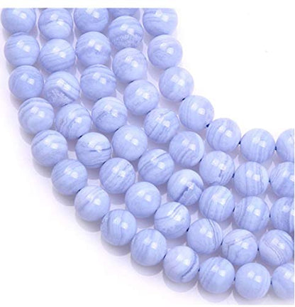 60pcs Adabele Natural Blue Lace Agate Gemstone 6mm Round Beads (62 Count)