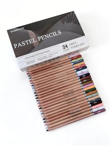 Soft Pastel Pencils 24 Colors Grey Tone Art Drawing Pencil Set