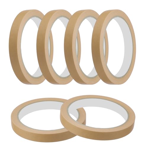 Masking Tape 0.5 Inch x 21 Yard Painter's Tape Brown Paint Tapes for DIY Crafts Arts Drawing Decoration Labeling Car Painting Artist Teachers (6 Count)