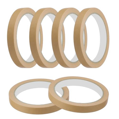 Masking Tape 0.5 Inch x 21 Yard Painter's Tape Brown Paint Tapes for DIY Crafts Arts Drawing Decoration Labeling Car Painting Artist Teachers (6 Count)