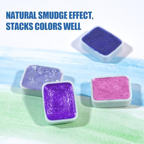 Mini Glitter Watercolor Paint Set with Paper (24 Count)