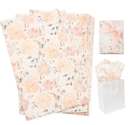 White Floral Tissue Paper for Gift Bags and Packaging