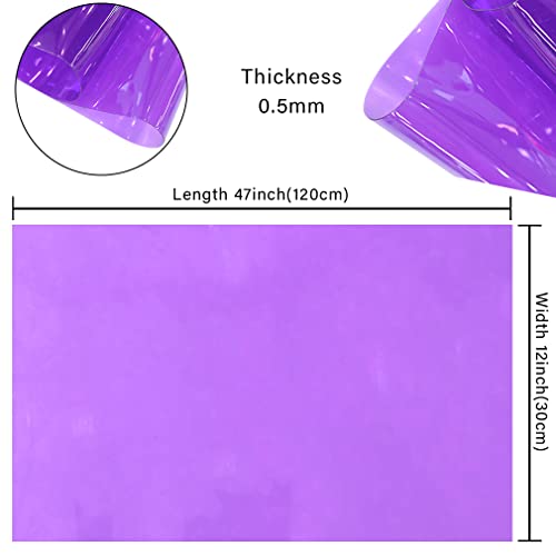 HYANG Purple Transparent PVC Super Clear Holographic Vinyl Faux Leather Sheets 1 Roll 12" x 47"
