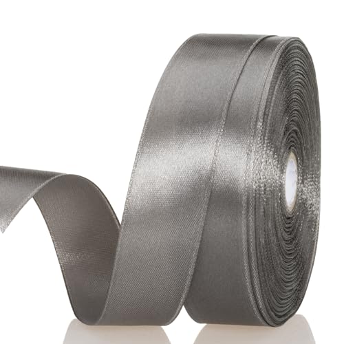 1 Inch Steel Gray Solid Satin Ribbon for Gift Wrapping