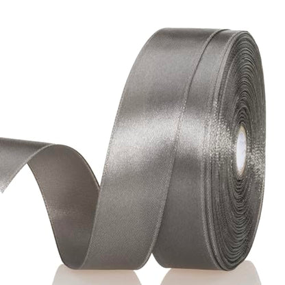 1 Inch Steel Gray Solid Satin Ribbon for Gift Wrapping
