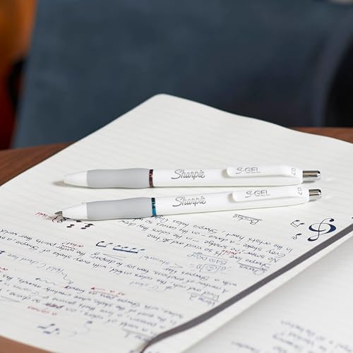S-Gel Pens, Pearl White Body, Fashion Barrel, Medium Point (0.7mm), Colorful Ink, 12 Count, USA 250th Anniversary Edition