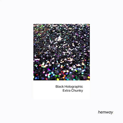 Resin Glitter Black Holographic 100g Extra Chunky (3.5 Ounce)
